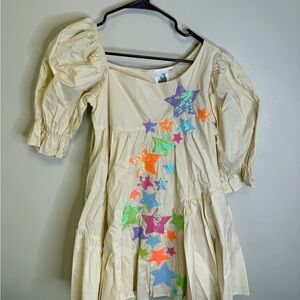 QUEEN OF SPARKLES Beige Dress with Sequin Stars